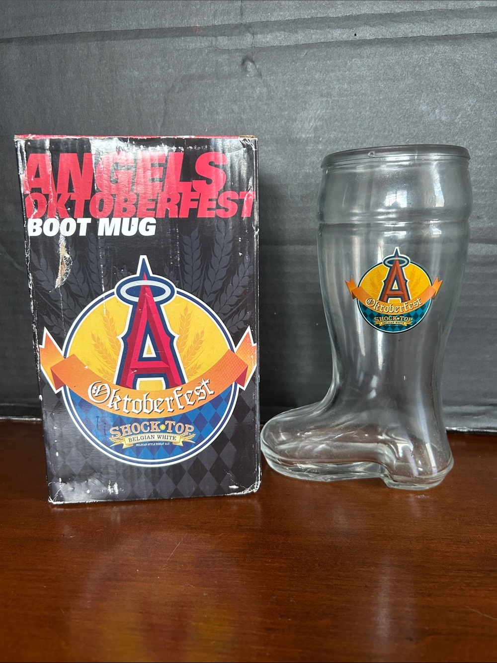 Angels Oktoberfest Shock Top Clear Boot Beer Mug